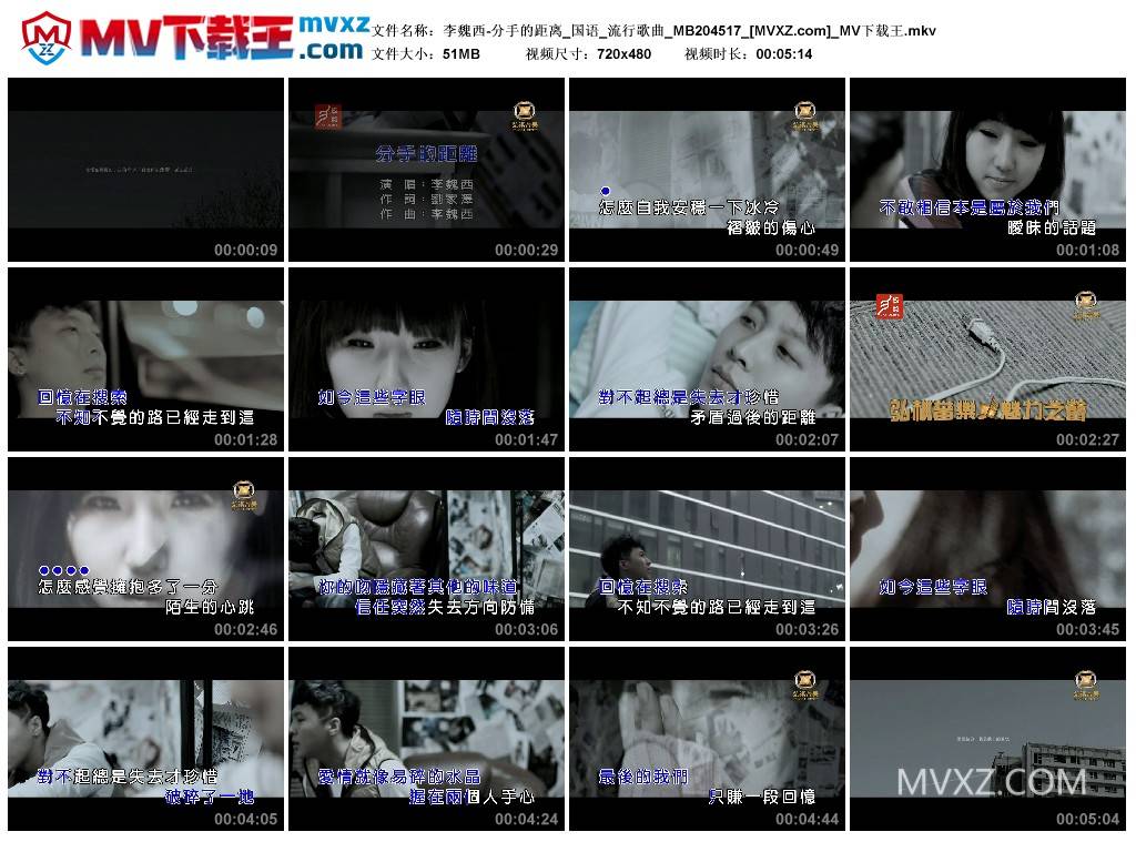 李魏西-分手的距离_国语_流行歌曲_MB204517